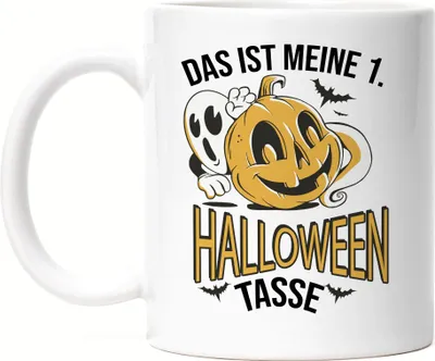 Produktbild von Das Ist Meine 1. Halloween Tasse Tasse Weiß Emaille Tasse Geister Gespenster Spooky Treak Or Treat Kürbis Kürbiskopf