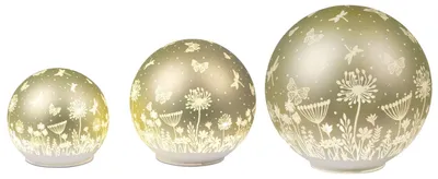 Produktbild von 3er Set LED Kugellampen Blumenwiese Grün D. 12 + 15 +20cm mit Timer Formano WA