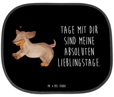 Produktbild von Mr. & Mrs. Panda Sonnenschutz Pkw Hund Dackel - Schwarz - Geschenk, für Autoscheiben, Hunde, Sprüche, Auto, Herz, saugnapf, Sonnenblende, Fürs