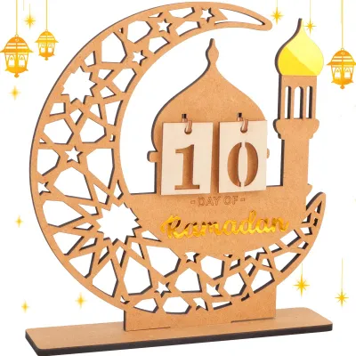 Ramadan-Auftaktkalender aus Holz, Halbmond-Moschee, 30 Tage