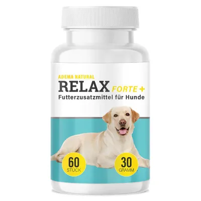 Produktbild von Adema Natural® Relax Forte+ Presslinge | für Hunde - Stress Hund - gegen Angst & innere Unruhe - Beruhigungsmittel Hunde – Angststörung – Anti Stress