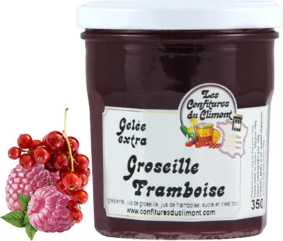 Produktbild von Les Confitures du Climont Johannisbeer-Himbeer Gelee extra 350 Gramm
