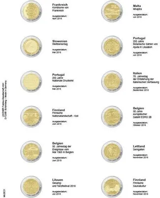 Produktbild von Lindner MU2E21 Multi collect Vordruckblatt für 2 Euro-Gedenkmünzen: Frankreich 2018 - Finnland 2019