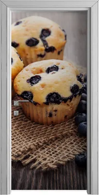 Produktbild von Tür Selbstklebende 90x210 cm Türfolie Türtapete Klebefolie - Blaubeer Muffins