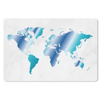 Produktbild von MuchoWow® Schreibtischunterlage Weltkarte - Blau - Marmor 60x40 cm - XXL Mauspad - Großes Mauspad
