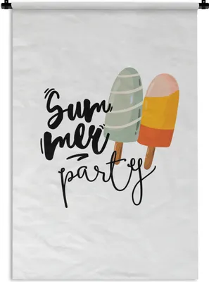 Produktbild von MuchoWow® Wandteppich Wandbehang Sommer - Eis - Grau 90x135 cm Tapisserie Dekoration Wandtuch - Baumwolle - Wandskulptur