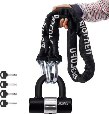 Produktbild von Famanu Stahlkette Motorradschloss - hohe Sicherheit 120 cm - Fahrradsperre 16 mm U-Bügel