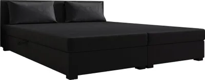 Produktbild von AURA SOFA  Boxspringbett ROLAND DOUBLE  140x195 Komplett-Set mit Bonell Matratze, Polsterbett mit Bettkästen - Schwarz, MONOLITH 97