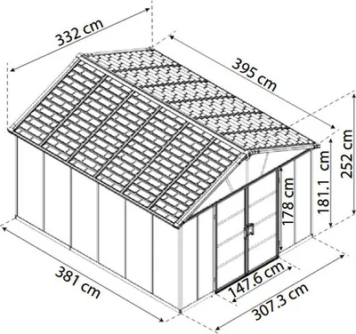 Image de Abris de jardin 11.7m² gris avec base - Palram - 705161 - yukon