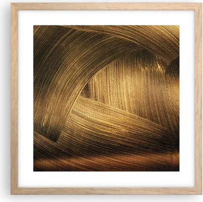 Produktbild von Gerahmtes Poster - Rahmen in heller Eiche - Abstraktion Gold Textur - 40x40 cm - Wand Bild - Wanddeko - Wandbilder - Kunstposter - Wandposter - Bilderrahmen - Bilder - Kunstdruck - P2NAC40x40-4477