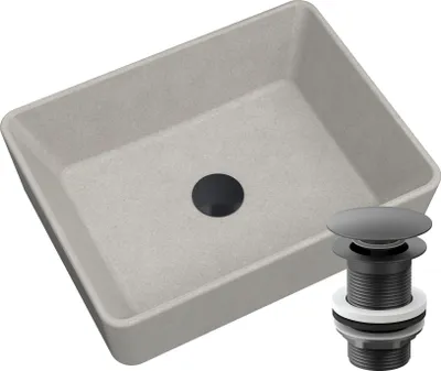 Produktbild von Waschbecken mit Granitplatte Beige Kork Schwarz