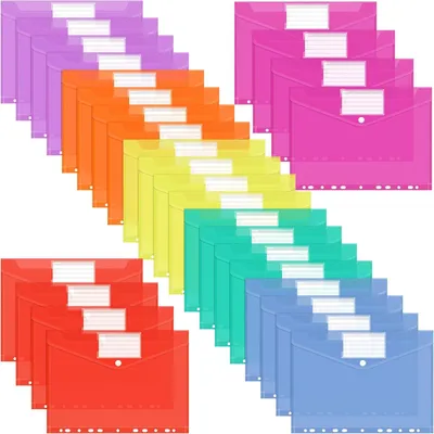 Produktbild von Dokumentenmap A4 - 28 Stück Dokumententaschen in 7 Farben zur Dokumentenorganisation