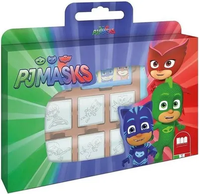 Produktbild von PJ MASK Malset mit 7 abwaschbaren Buchenholzstempeln und Malbuch