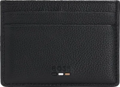 Image de Hugo Boss - Porte-cartes Ray en similicuir grainé avec détails de signature - Hommes - Noir