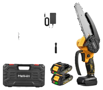 Immagine prodotto di Motosega elettrica a batteria, catena da 6 pollici, potente motore brushless, set di 2 batterie