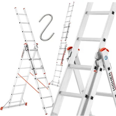 Zdjęcie produktu dla Drabina aluminiowa profesjonalna wielofunkcyjna HIGHER 3x7 seria 73PRO