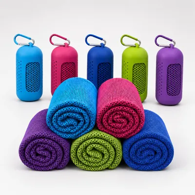 Produktbild von 5 Stück Sporthandtuch Cooling Towel, 100 × 30 cm, sofort kühlend & schnelltrocknend, Kühlhandtuch Mikrofaser für Fitness, Laufen, Camping, Outdoor