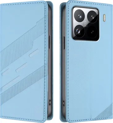 Produktbild von Hülle für Xiaomi 15 Pro, Kunstleder Brieftaschen Handyhülle mit Kartenfach und Standfunktion Hellblau