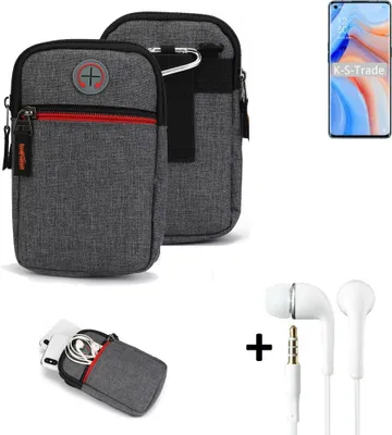 Produktbild von K-S-Trade Gürteltaasche + Kopfhörer kompatibel mit Oppo K7x Handy Tasche Holster Schutz Hülle Handy Hülle grau Zusatzfächer 1x