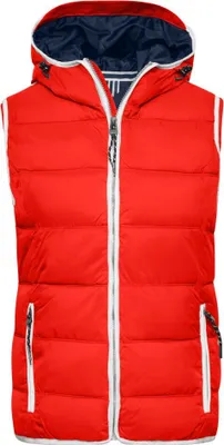 Produktbild von Modische Steppweste mit angeschnittener Kapuze red/white, Gr. L