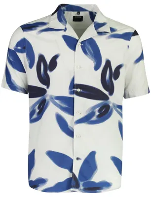Produktbild von Overhemd Olymp blauw grafisch geprint
