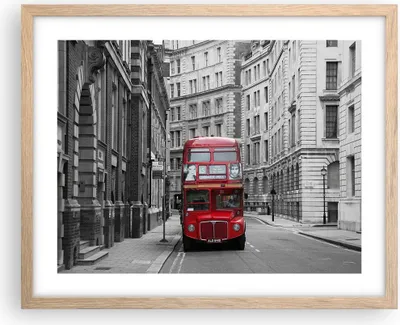Produktbild von Gerahmtes Poster - Rahmen in heller Eiche - Bus england urlaub london - 50x40 cm - Wand Bild - Wanddeko - Wandbilder - Wandposter - Bilderrahmen - Bilder - Kunstdruck - Wandbild - P2NAA50x40-2153