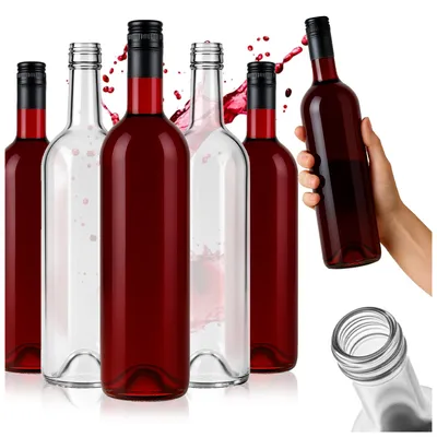 Produktbild von SuperButelki – 30x Bordeauxflaschen 750 ml, weiß, Schraubverschluss, für Wein, Liköre, Weißglas, Geschenk, Etikettenhalter, Flaschen-Set 0,75 l