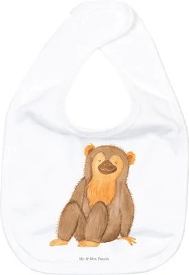 Produktbild von Mr. & Mrs. Panda Schlabberlatz Affe - Weiß - Geschenk, Sabberlätzchen, Sabber Lätzchen, Liebe, Affen, Schlabberlätzchen, Für Babys, Respekt, Selfcare, Wildtiere