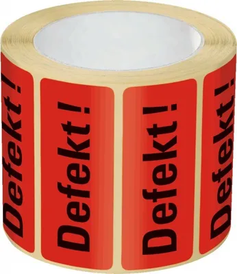 Produktbild von Dreifke® Aufkleber I Organisationsetikett Defekt!, rot, Haftpapier, ablösbar,...