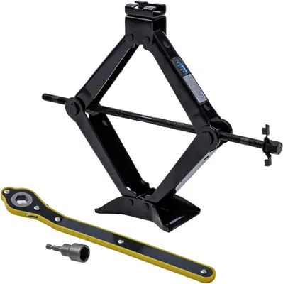 Produktbild von KATSU Scherenwagenheber mit 2 Tonnen Tragfähigkeit, Autoheber mit Kurbel und Schraubenschlüssel für Autoreparaturen oder Reifenwechsel
