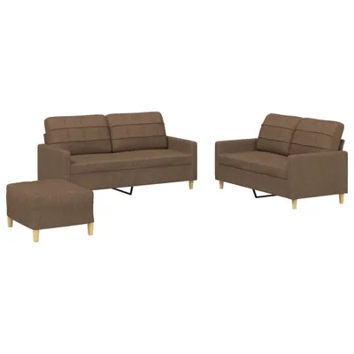 Image de vidaXL Ensemble de canapés 3 pièces avec coussins Tissu brun