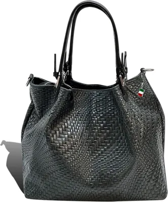 Produktbild von Handtasche schwarz Florence Tasche geprägtes Flechtmuster Leder D2OTF163S