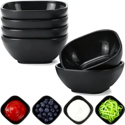 6er-Set unzerbrechliche Soßenschalen aus Kunststoff, 100 ml, schwarz