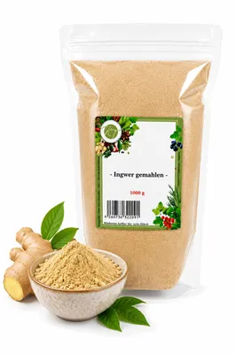 Produktbild von KT 1000 g / 1 Kg Ingwer gemahlen Ingwerpulver Ingwerwurzel Ingwer Tee - 1A Qualität, KI-generiertes Bild