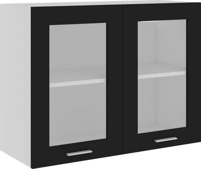 Immagine prodotto di vidaXL Armadietto pensile in vetro Lyon Nero 80x31x60 cm in materiale composito
