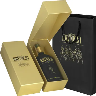 Produktbild von Krynicki Met Dwójniak-Halber Geschenkset mit Tasche | Honigwein 750ml | 16% Alkohol Metwein | Polnische Produktion
