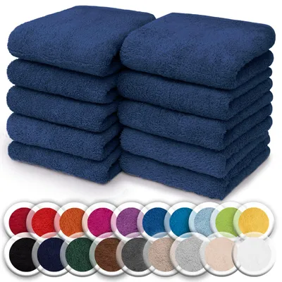 Produktbild von NatureMark 10er Set Frottee Waschlappen – 100% Baumwolle, weich & saugfähig – 30×30 cm, Navy blau