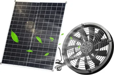 Produktbild von Solární ventilátor pro kempování v přírodě, sada ventilátorů se solárním panelem 20 W, 3000 otáček za minutu - vodotěsný, IP65, všestranný