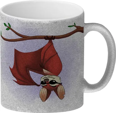 Produktbild von Ich liebe es abzuhängen Glitzer-Kaffeebecher mit Fledermaus, Schrift Motiv
