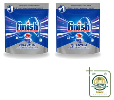 Produktbild von 2 x Finish Quantum Powerball Vaatwastabletten – 40 Tabs - Vorratspackung - 2 Stücke