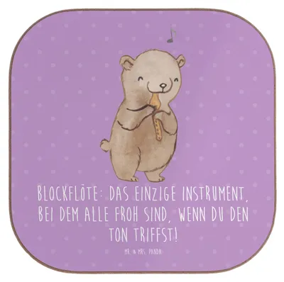 Produktbild von Mr. & Mrs. Panda Tischuntersetzer Blockflöte Freude - Lavendeltraum - Geschenk, gläseruntersetzer, Instrument, Bassblockflöte, Lernkurve, Tischschoner, Musik, Lernen