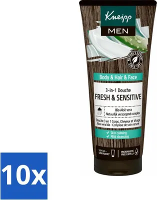 Obrázek produktu pro Kneipp - Šampon a sprcha - Pánský - Fresh & Sensitive - Pro citlivou a suchou pokožku - 200 ml - hodnotné balení - 10 kusů
