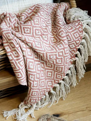Produktbild von Decke Plaid rosa gemustert Baumwolle 130 x 180 Chic Antique