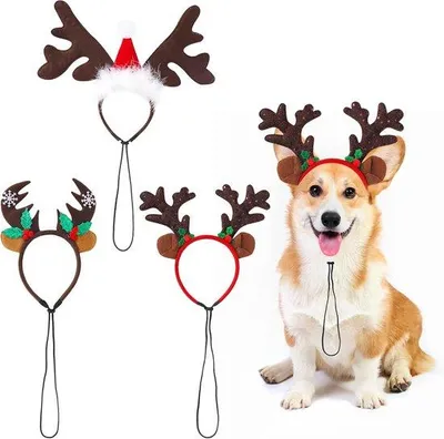 Produktbild von Famanu Weihnachts-Haarschmuck für Hunde mit Rentiergeweih - 3 Stück