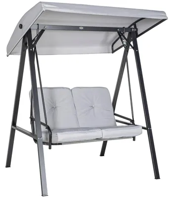 Image de Balançoire hollywoodienne 2 places 145 x 116 x 172 cm – Balançoire de jardin avec toit réglable et coussins, capacité de charge de 220 kg, pour le jardin et le balcon, gris