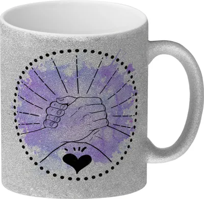 Produktbild von Freundschaft Glitzer-Kaffeebecher in violett mit tollem Spruch