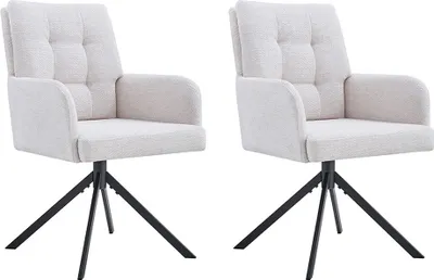 Image de Stozy Chaise de salle à manger pivotante Colt Ecru - 2 pièces