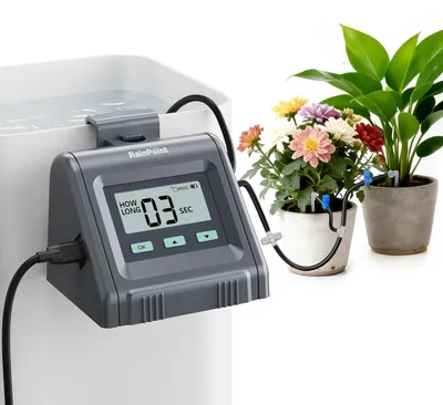 Bewässerungssystem für Topfpflanzen, 10 m Schlauch, 10 Tropfer, USB/Batterie