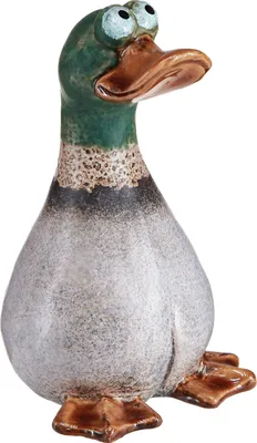 Produktbild von Keramik Enten Deko Vintage Braun Grün 17,5cm 2er Set Frühling Ostern, 2 Stück