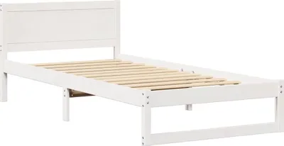 Zdjęcie produktu dla Łóżko Drewniane 100x200 Białe Rama Łóżka ze Stelażem Jednoosobowe